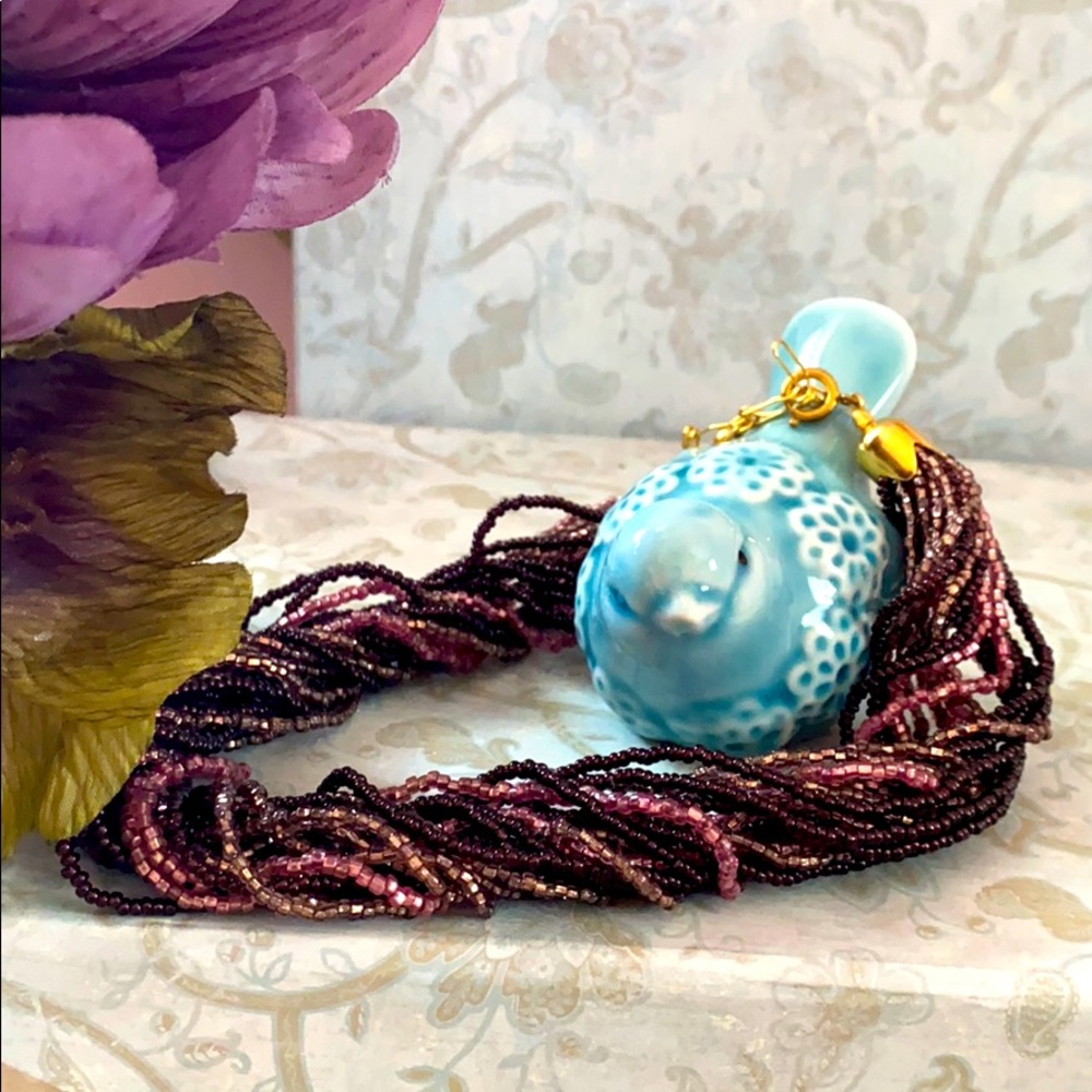 Vintage purple beaded necklace